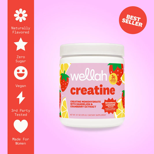 Wellah Nutrition Creatine Monohydrate - 50 Servings, 3G Creatine, Supports Energy, Muscle Recovery & Strength, Cognitive Health Dietary Supplement Powder Fitness