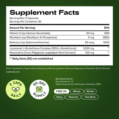 Cata-Kor Liposomal Glutathione Supplement – 1155 Mg | Vitamin C | Riboflavin (B2) | Selenium | Resveratrol Complex – Supports Antioxidant Defense & Cellular Health – Vitamin Dietary Supplement
