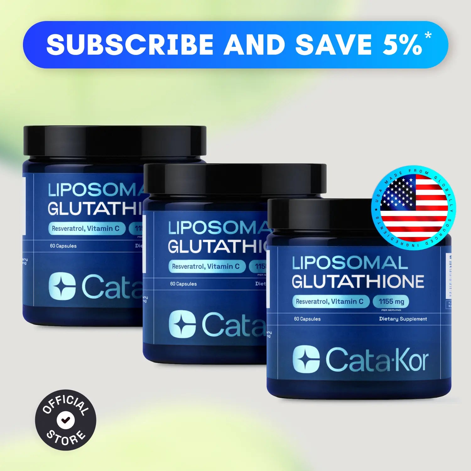 Cata-Kor Liposomal Glutathione Supplement – 1155 Mg | Vitamin C | Riboflavin (B2) | Selenium | Resveratrol Complex – Supports Antioxidant Defense & Cellular Health – Vitamin Dietary Supplement