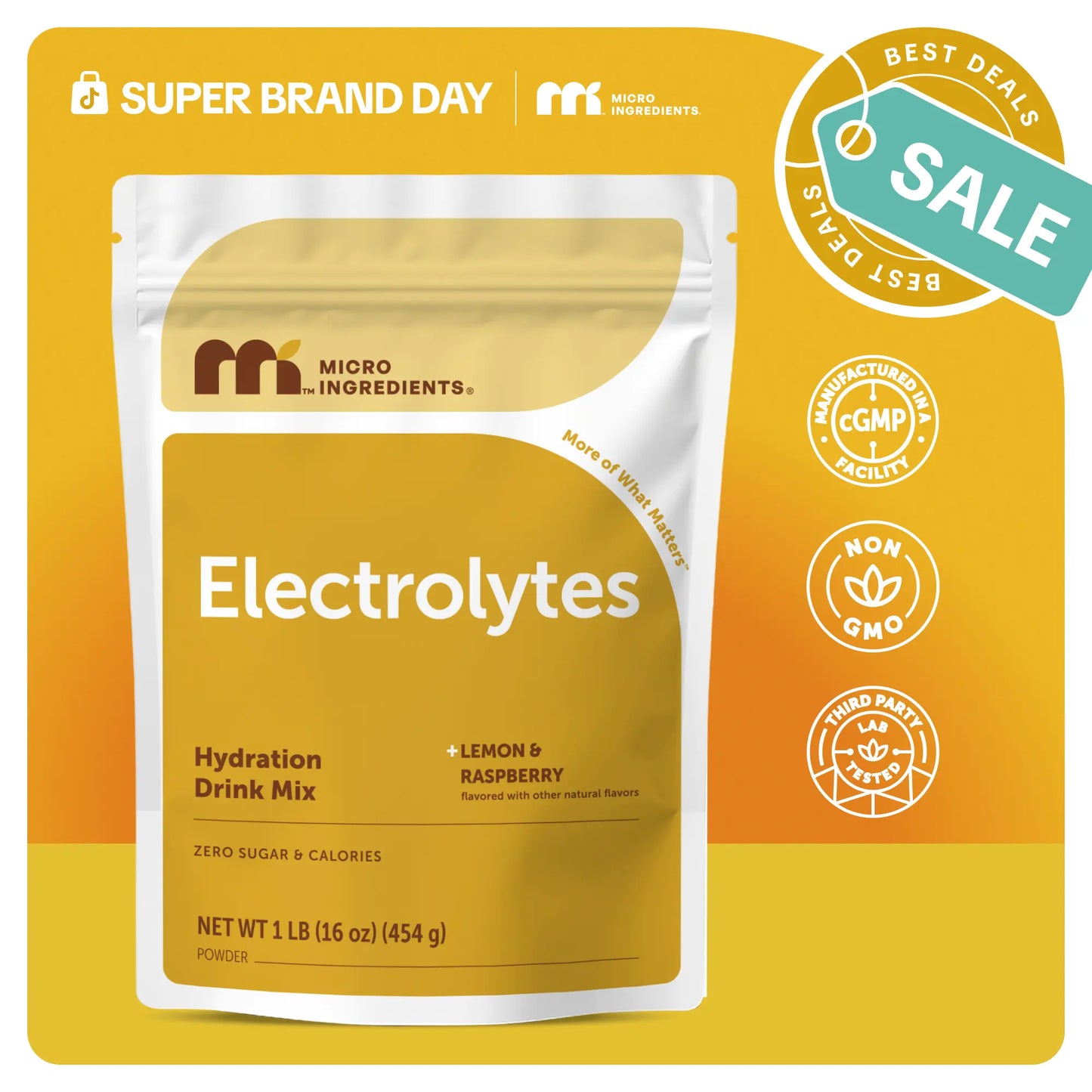 Micro Ingredients Hydration Electrolytes Powder, 1Lb