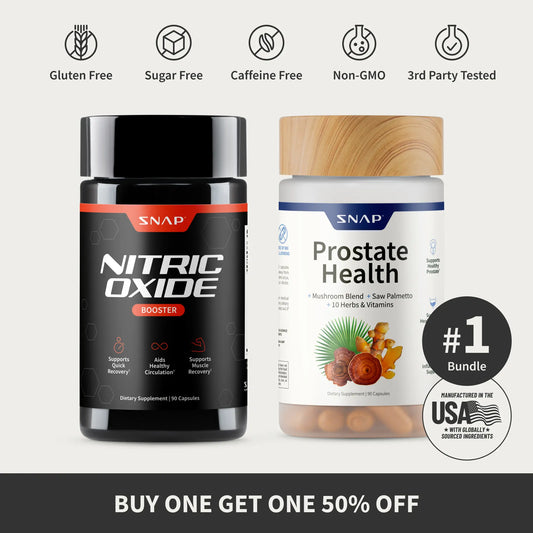 Snap Supplements - Nitric Oxide Booster 90Ct + Prostate Health Bundle - Natural Supplement Capsules - Support Blood Circulation & Prostate Health