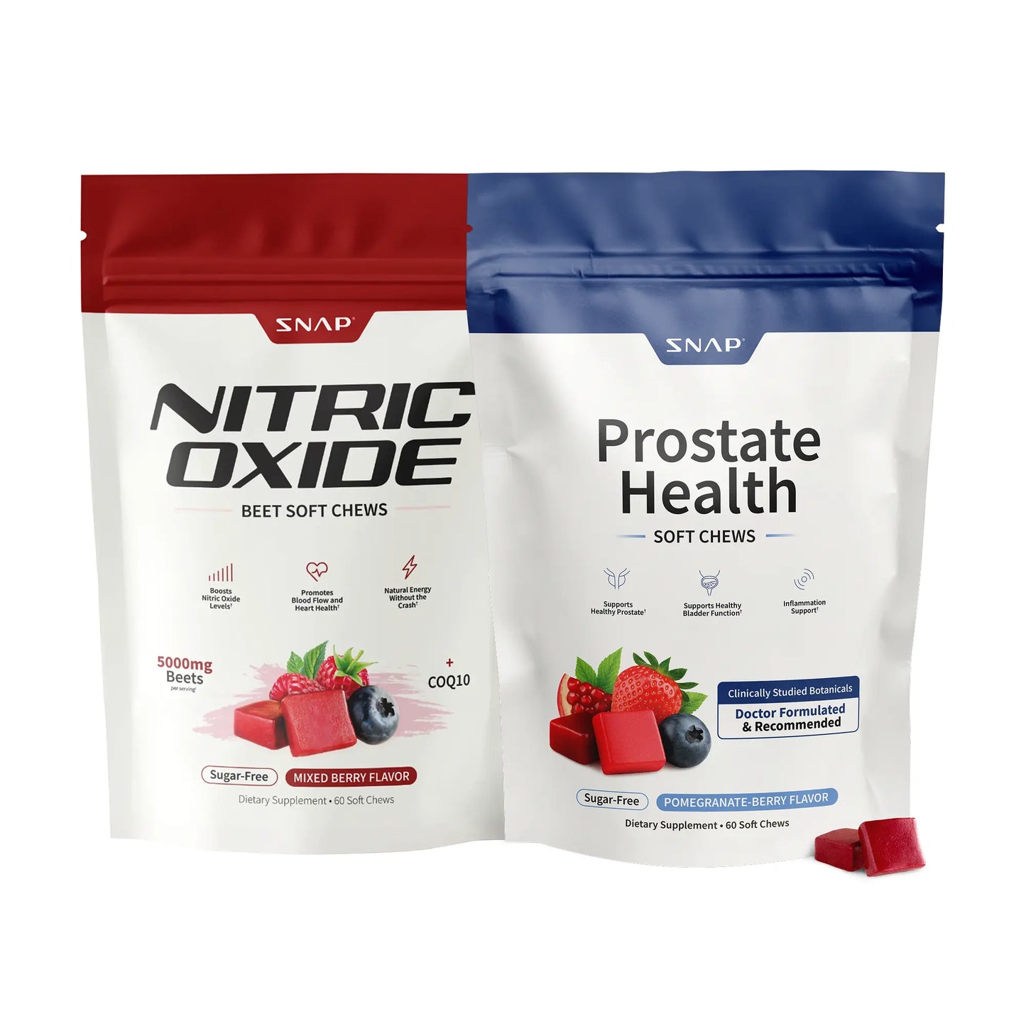 NEW! Prostate Health and Nitric Oxide Chews - Inflammation Support - Urinary & Bladder Function - Supports Blood Flow & Energy - Male Reproductive Health - Antioxidants - Supports Healthy DHT Levels - Mixed Berry Flavor - Medicinal Mushrooms & Botanicals