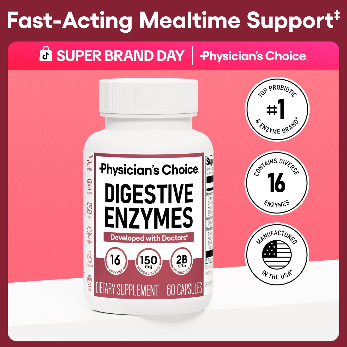 Physician'S Choice Digestive Enzymes - Bloating & Mealtime Discomfort Support with Probiotics + Prebiotics for Digestion & Gut Health