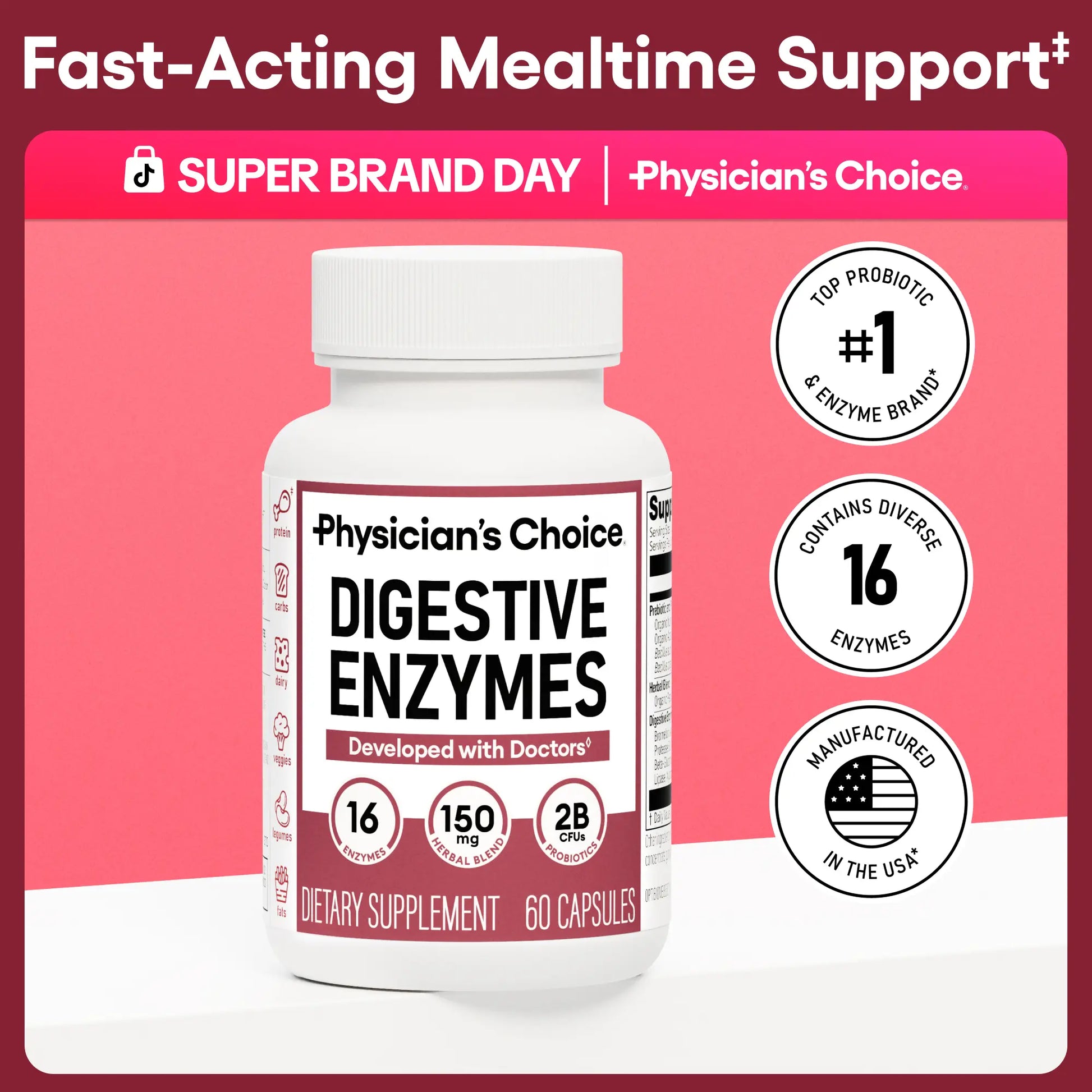 Physician'S Choice Digestive Enzymes - Bloating & Mealtime Discomfort Support with Probiotics + Prebiotics for Digestion & Gut Health