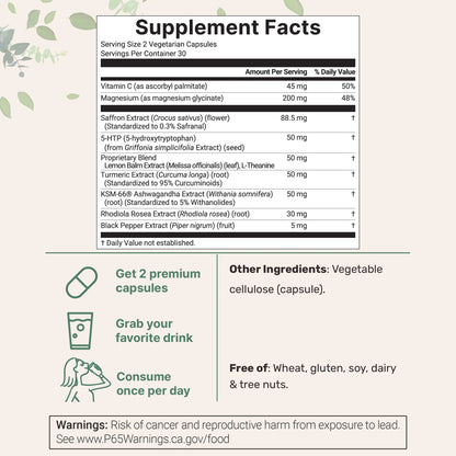 Micro Ingredients Saffron+ Advanced Supplements Veggie Capsules