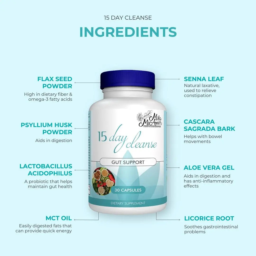2 X 15 Day Cleanse Bundle- Gut and Colon Support | Caffeine Free | Advanced Formula with Senna, Cascara Sagrada, & Psyllium Husk | Non-Gmo | 60 Capsules