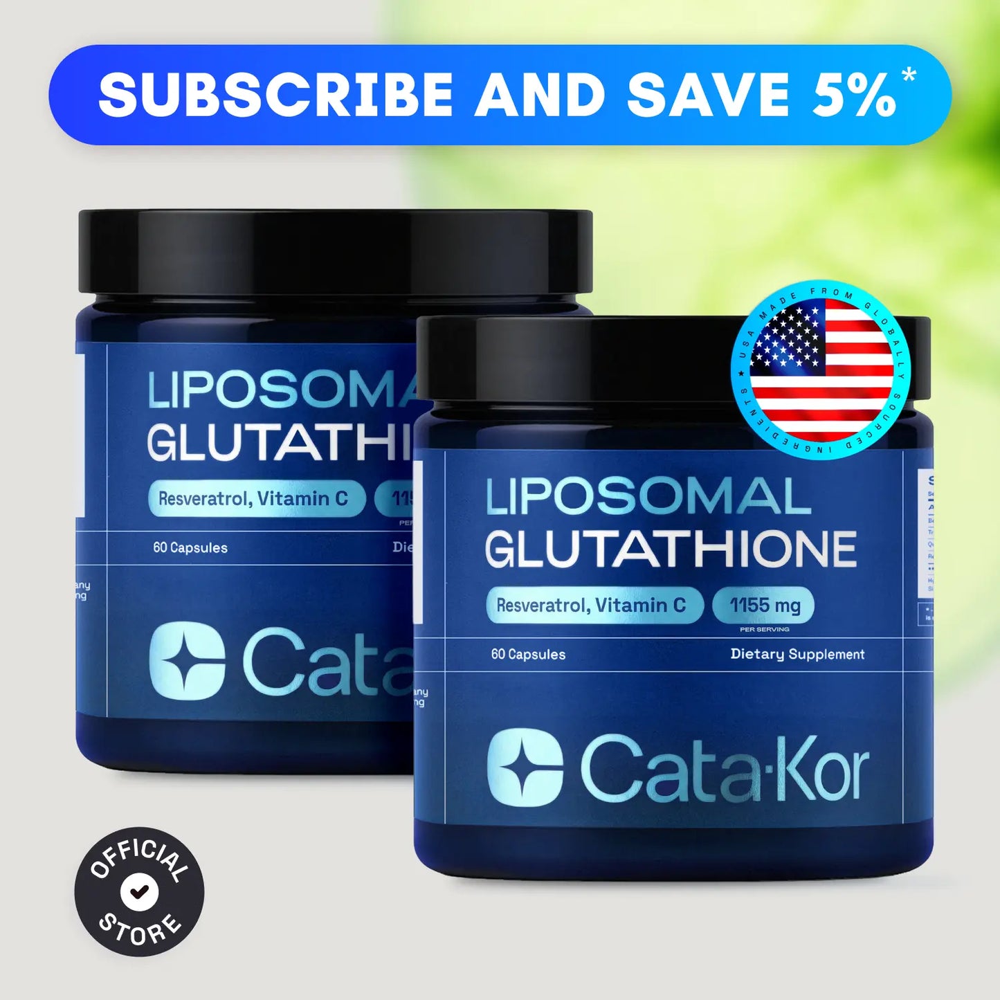 Cata-Kor Liposomal Glutathione Supplement – 1155 Mg | Vitamin C | Riboflavin (B2) | Selenium | Resveratrol Complex – Supports Antioxidant Defense & Cellular Health – Vitamin Dietary Supplement