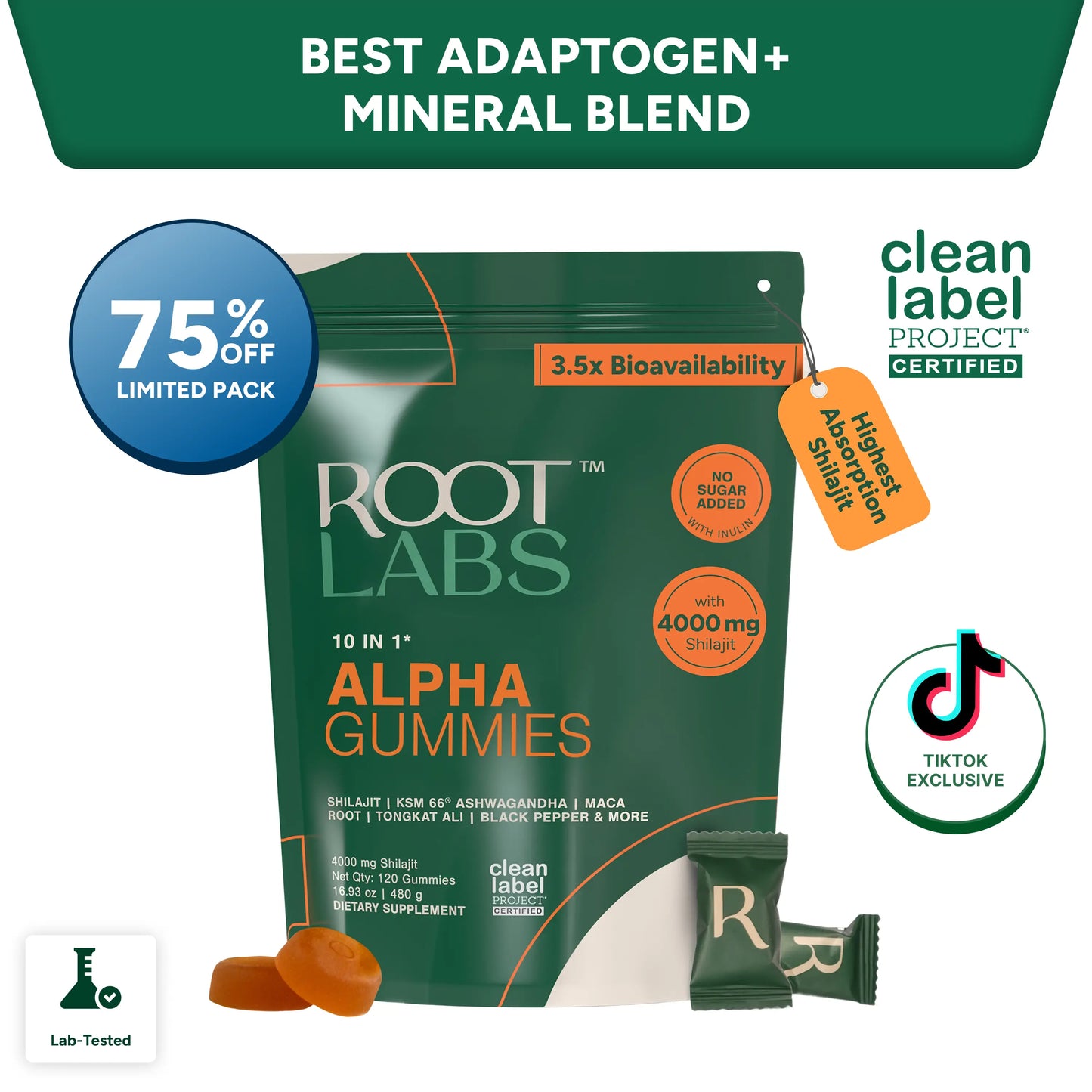 Root Labs Alpha 10-In-1 Shilajit Gummies 4000 Mg | New Year New Me Edition | Start 2026 Strong | Energy, Stamina & Focus | Zero Sugar | KSM-66 Ashwagandha, Tongkat Ali, Maca | Vegan | 60 Count | Transform Your Health Goals