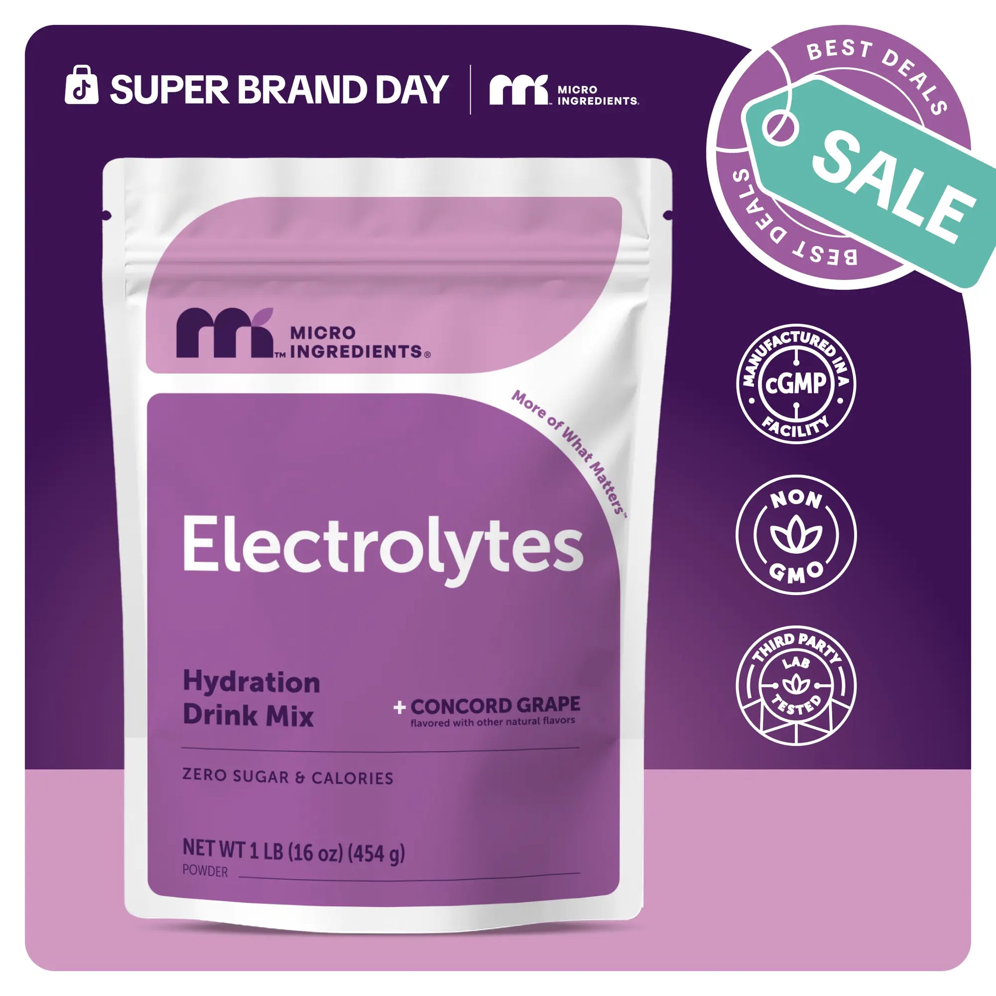 Micro Ingredients Hydration Electrolytes Powder, 1Lb