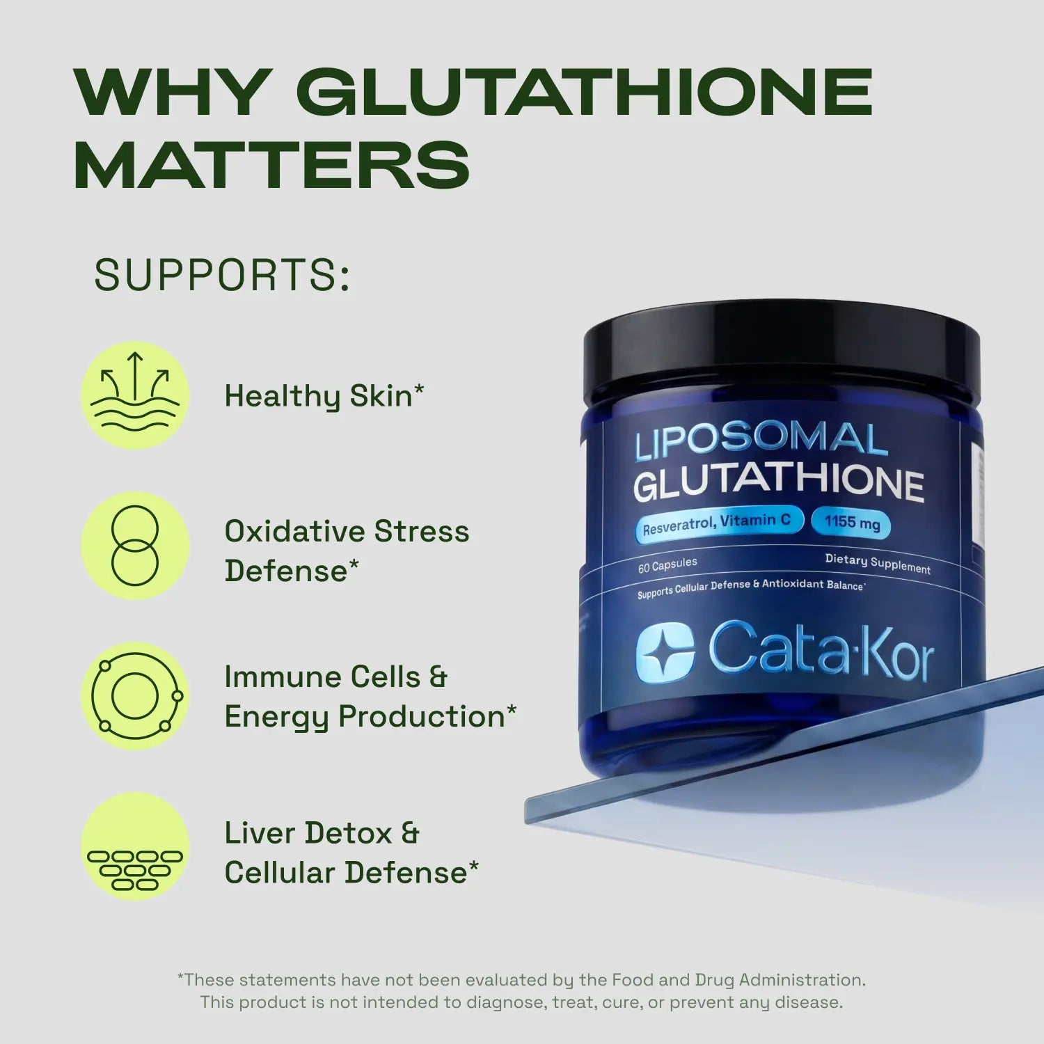 Cata-Kor Liposomal Glutathione Supplement – 1155 Mg | Vitamin C | Riboflavin (B2) | Selenium | Resveratrol Complex – Supports Antioxidant Defense & Cellular Health – Vitamin Dietary Supplement